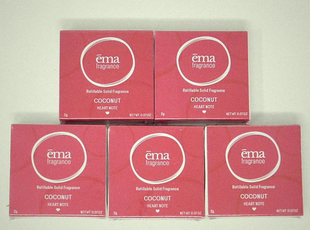 5x Ema Fragrance Refillable Solid Fragrance Coconut 2g / 0.07 oz