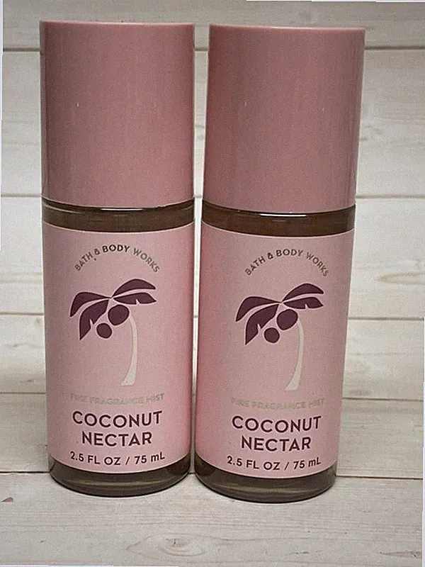 Bath & Body Works Coconut Nectar TRAVEL Fragrance Mist 2.5oz x2
