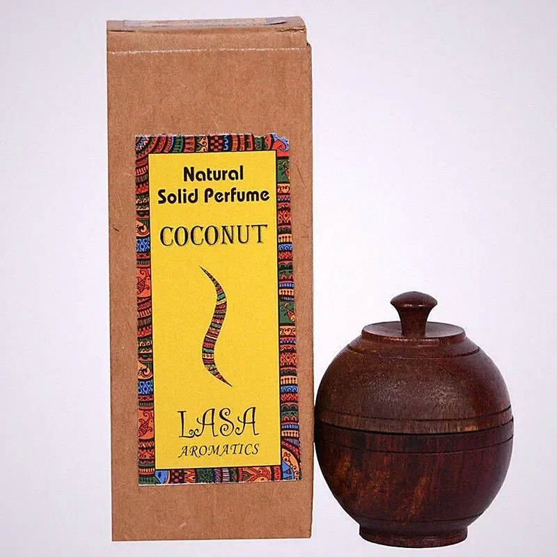 Lasa Coconut Natural Solid Perfume And Long Lasting Fragrance In Wooden Jar 6gm