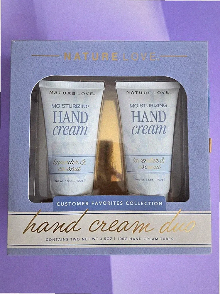 NATURE LOVE Lavender Coconut Hand Cream Duo Boxed Gift Set each 3.5 oz