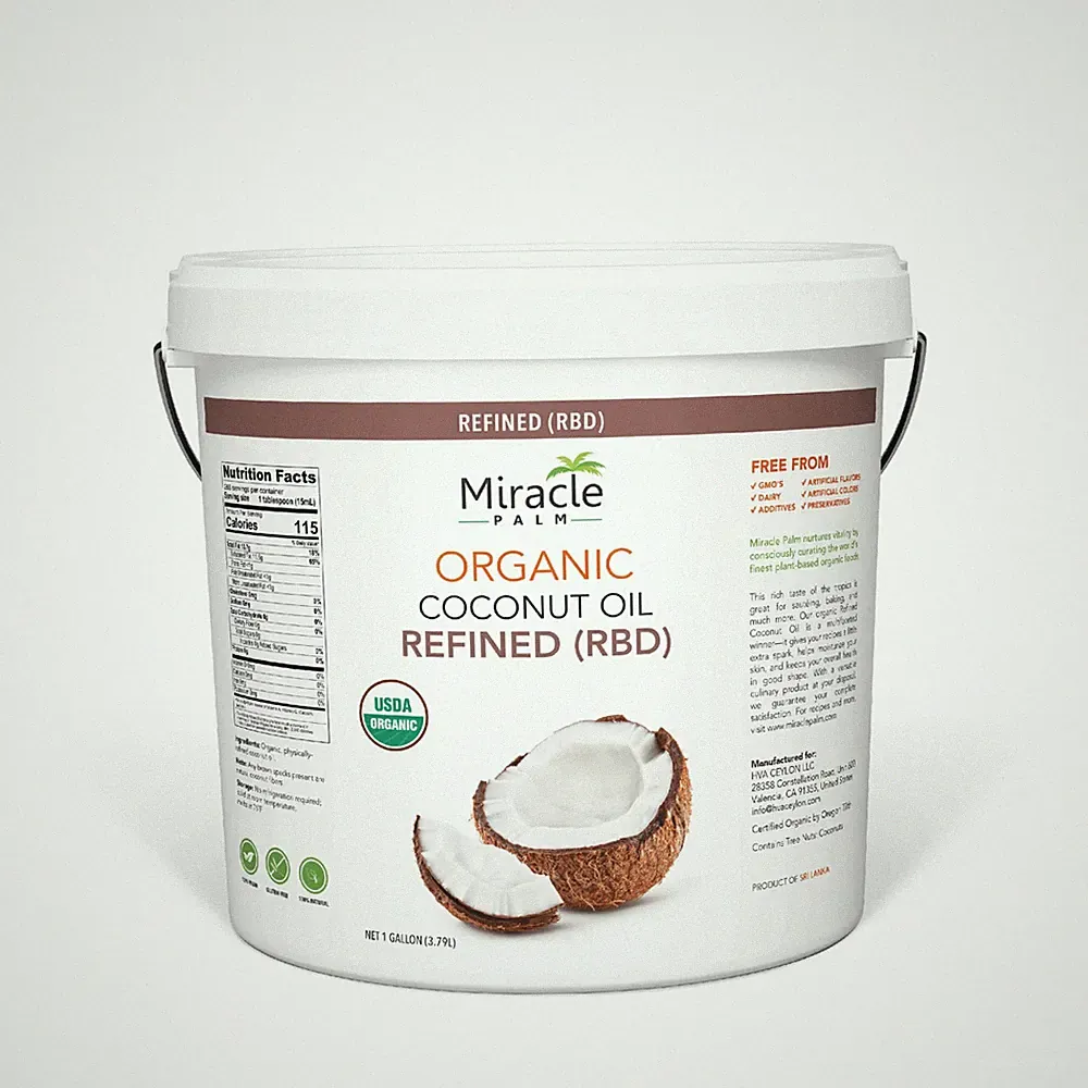 Organic Refined Coconut Oil (RBD) No Flavor or Scent 1 Gallon (128 fl zo) Pail