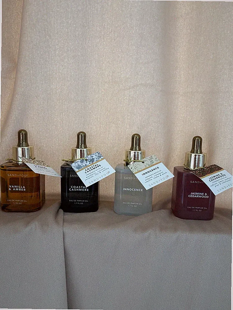SAND+FOG Eau de Parfum Oil LOT Vanilla & Amber, Coastal Cashmere, Innocence, Ja...